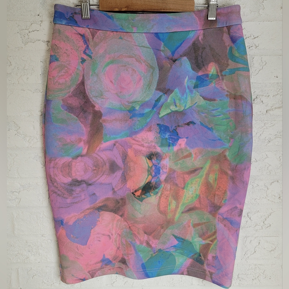 Portmans Bodycon Midi Skirt - Floral Scuba Material